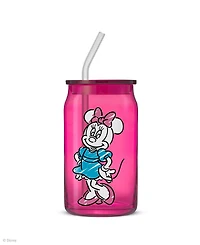 JoyJolt Disney Mickey Mouse Friends Color Sketch Tumbler Glasses with Lids, Set of 4