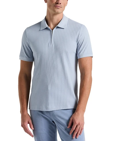 Perry Ellis Men's Slim-Fit Ribbed-Knit 1/4-Zip Polo Shirt