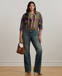Lauren Ralph Lauren Plus Size 100% Linen Relaxed-Fit Plaid Shirt