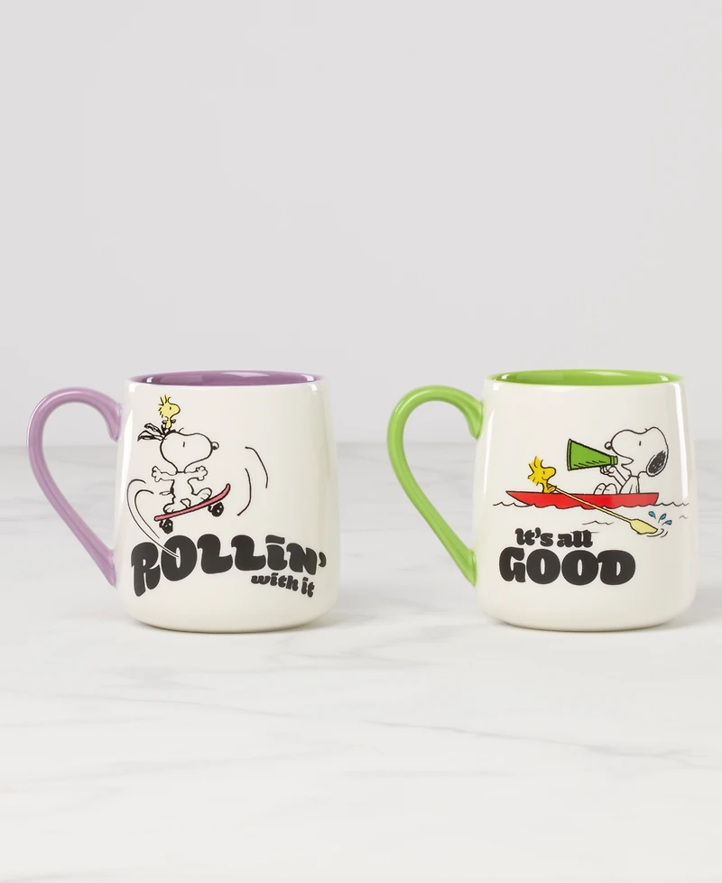 Lenox Peanuts Mugs, Set of 2, Rollin-All Good