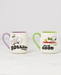 Lenox Peanuts Mugs, Set of 2, Rollin-All Good
