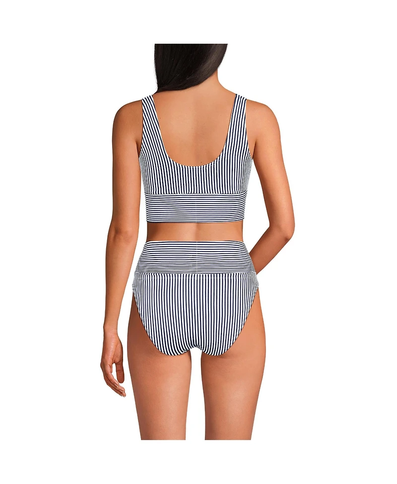 Lands' End Women's Tugless Midkini Top and High Waisted Bottom Swimsuit Set