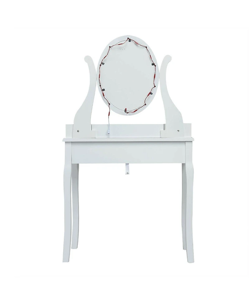 10 Dimmable Lights Vanity Table Set with Lighted Mirror and Cushioned Stool