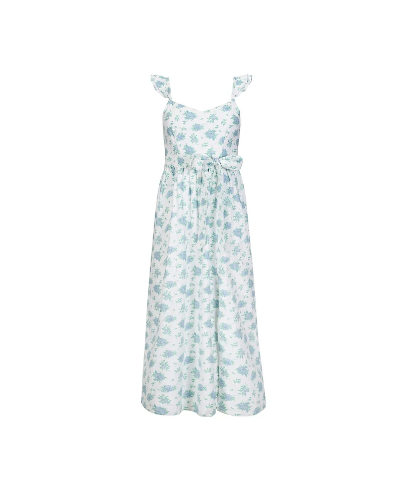 Hope & Henry Women's Linen Flutter Sleeve Party Dress with Slit