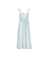 Hope & Henry Women's Linen Flutter Sleeve Party Dress with Slit