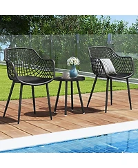 3-Piece Patio Chair Set with Pp Seat and Tabletop Stylish and Durable Outdoor Furniture for Porch or Balcony