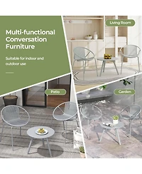 3 Pieces Bistro Set All Weather Pp Patio Conversation with Round Coffee table
