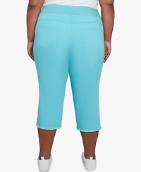 Ruby Rd. Plus Oasis Pull On Fringe Denim Capri Pants
