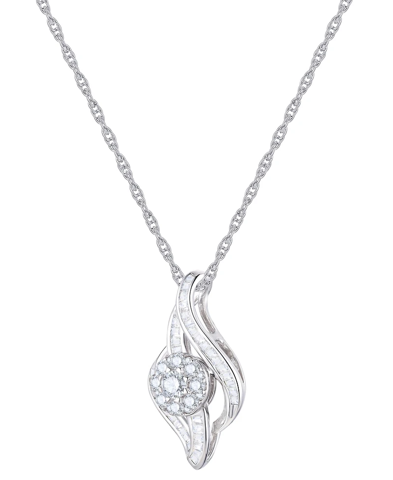 Diamond Swirl Pendant Necklace (1/2 ct. t.w.) in 10k White Gold
