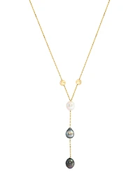 Effy Cultured Black & Tahitian Pearl (9mm) & White Cultured South Sea Pearl (8mm) Necklace in 14k Yellow Gold, 18"