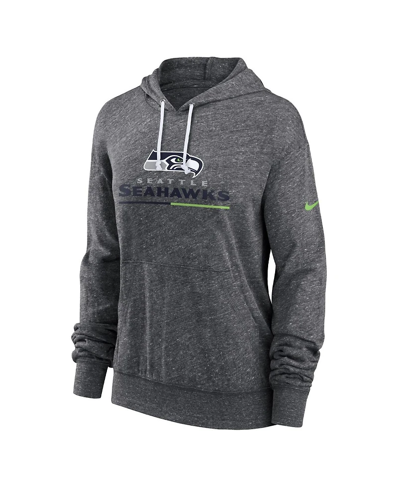 Nike Women's Heather Charcoal Seattle Seahawks Team Spirit Gym Vintage Lightweight Hoodie Top
