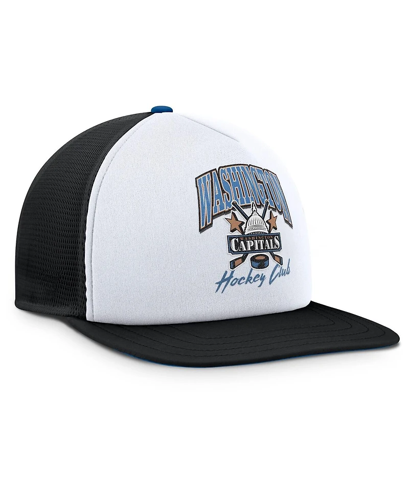Fanatics Men's White/Black Washington Capitals Decades Collection Foam Front Snapback Hat