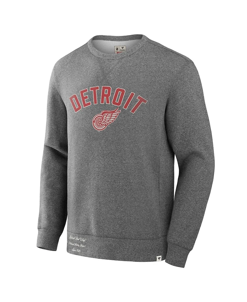 Fanatics Men's Heather Gray Detroit Red Wings Decades Collection Legendary Fleece Pullover Sweatshirt