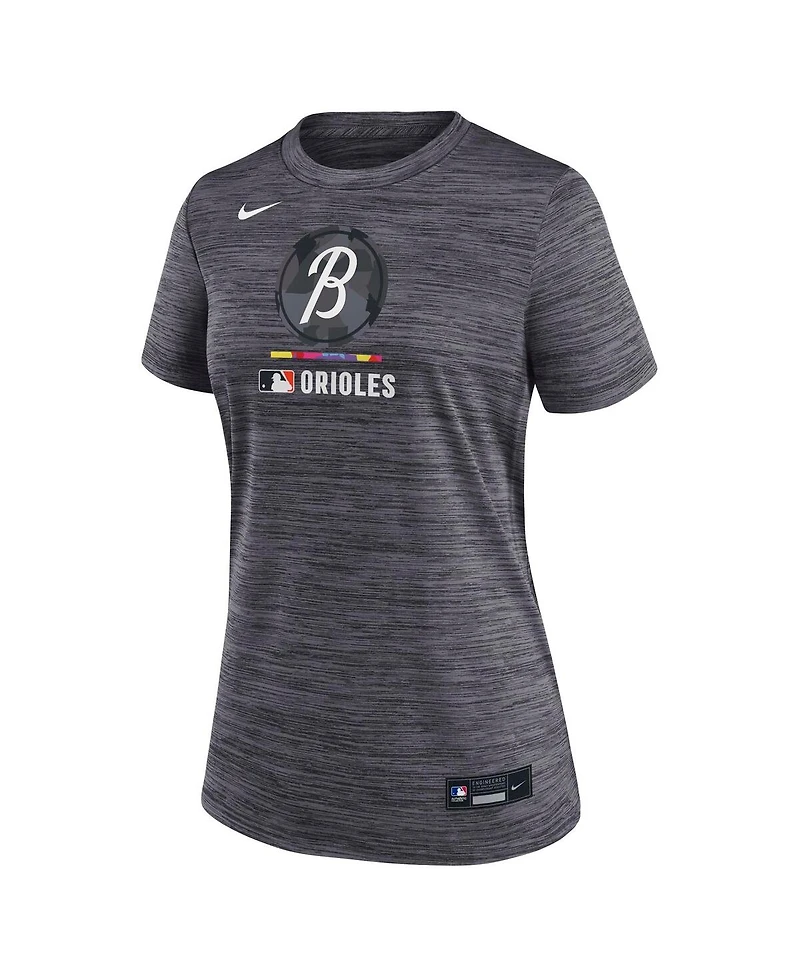 Nike Women's Charcoal Baltimore Orioles Authentic Collection City Connect Velocity Performance T-Shirt