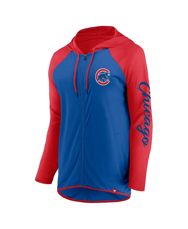 Fanatics Women's Royal/Red Chicago Cubs Script Sleeve Full-Zip Hoodie