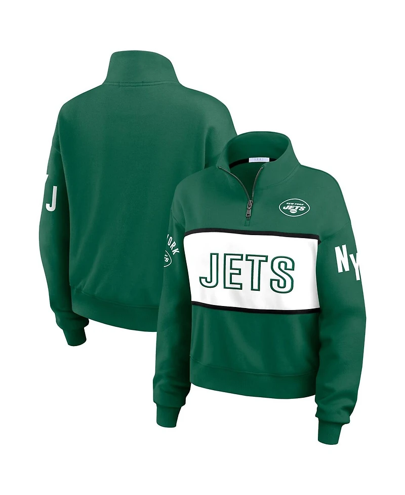 Wear by Erin Andrews Women's Green New York Jets Quarter-Zip Jacket