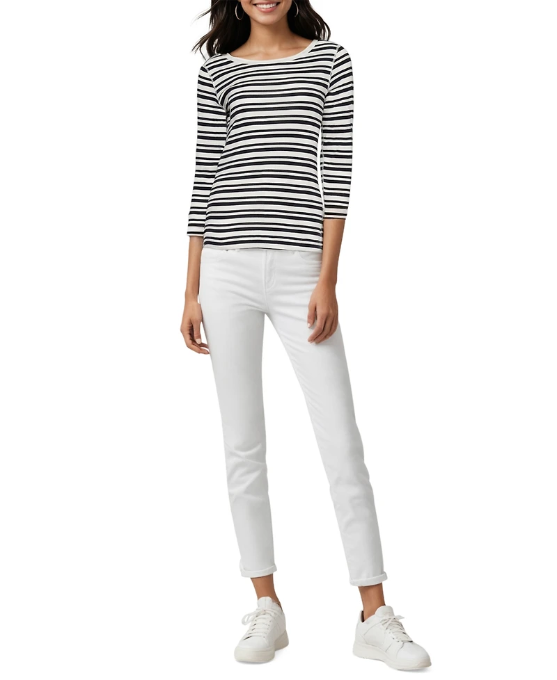 Three Dots Women's Boat-Neck 3/4-Sleeve T-Shirt