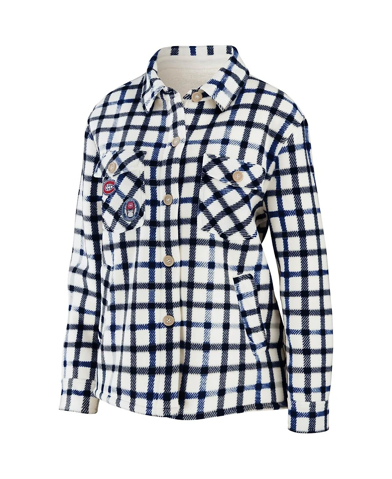 Wear by Erin Andrews Women's Black/White Montreal Canadiens Plaid Button-Up Shirt Jacket