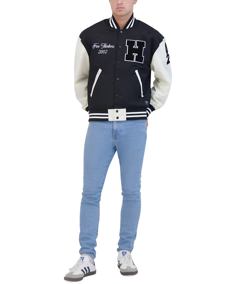 Hudson Men's Lightweight Satin Nylon Varsity Jacket