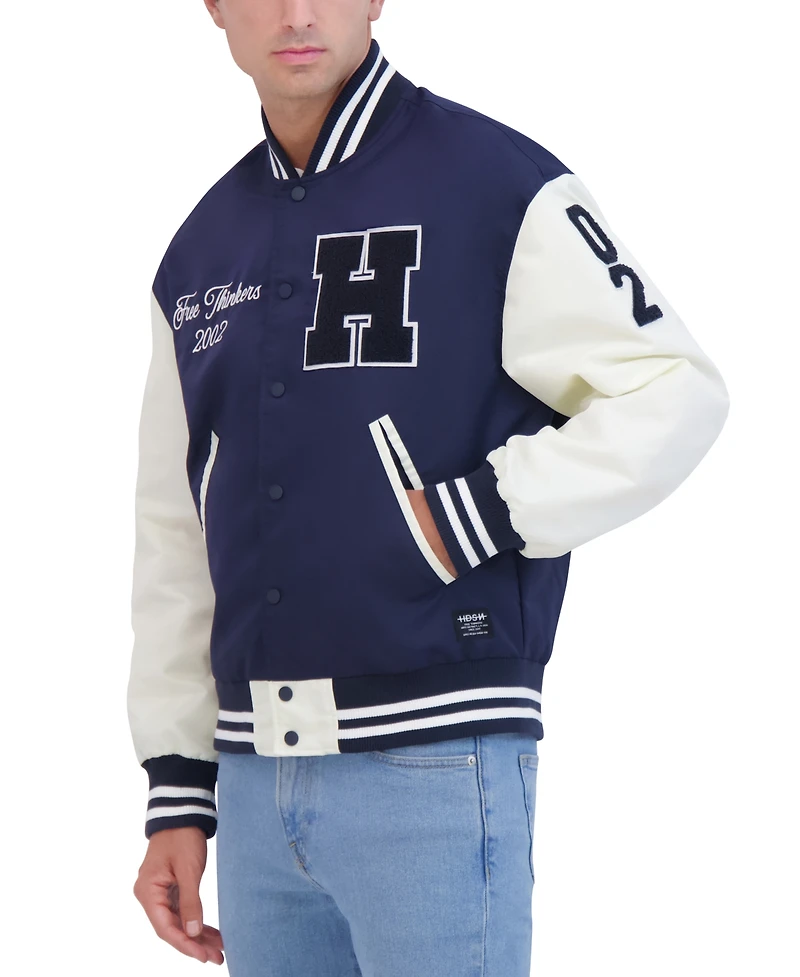 Hudson Men's Lightweight Satin Nylon Varsity Jacket