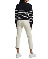 Three Dots Women's Abigail Striped Crewneck Sweater