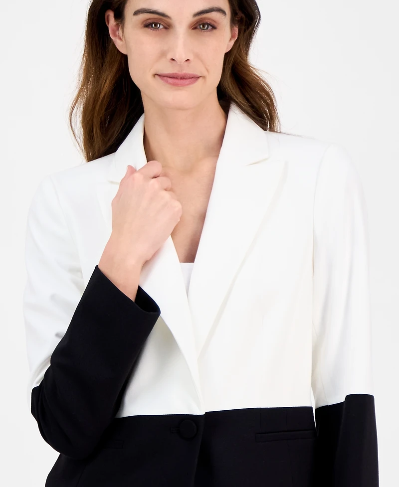 Tahari Asl Women's Color-Blocked One-Button Boyfriend Blazer