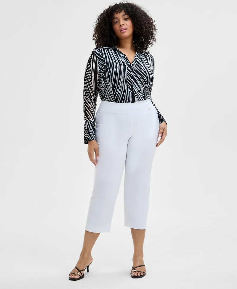 I.n.c. International Concepts Plus Mid-Rise Pull-On Capri Pants, Created for Macy's