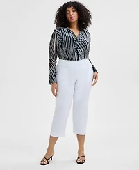 I.n.c. International Concepts Plus Mid-Rise Pull-On Capri Pants, Created for Macy's