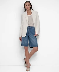 Dkny Women's Notch-Collar Split-Cuff Logo-Patch Jacket