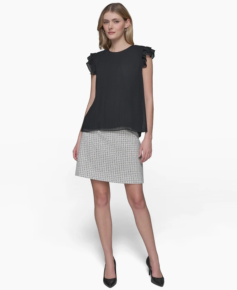 Karl Lagerfeld Paris Women's Flutter-Sleeve Blouse