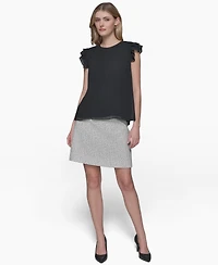 Karl Lagerfeld Paris Women's Flutter-Sleeve Blouse