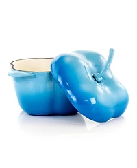 MegaChef Pepper Shaped 3 Quart Enameled Cast Iron Casserole in Blue