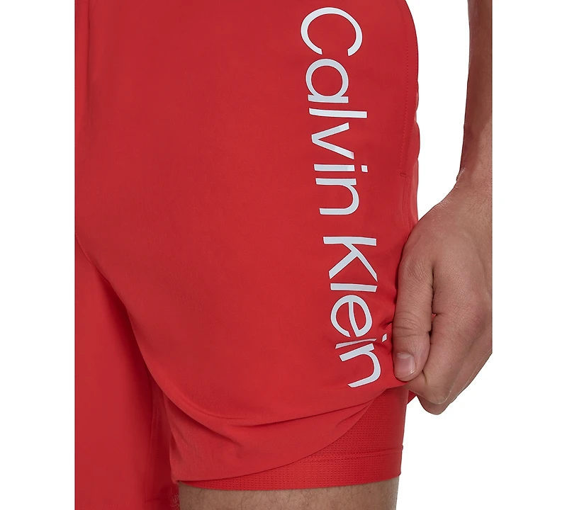 Calvin Klein Men's Regular-Fit Quick-Dry 5" Swim Trunks with Compression Short Liner