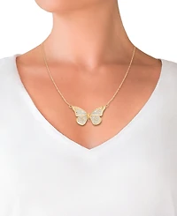 Two-Tone Butterfly Pendant Necklace in 10k Gold, 18"