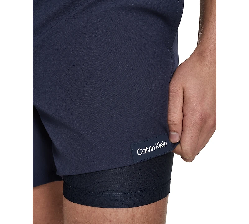 Calvin Klein Men's Core Euro Regular-Fit Quick-Dry 5" Swim Trunks with Compression Short Liner