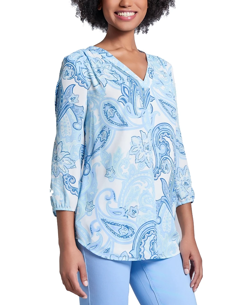 Jones New York Women's Paisley-Print V-Neck Tunic