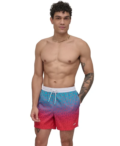 Dkny Men's Modern Euro Floral Print Performance 5" Volley Shorts
