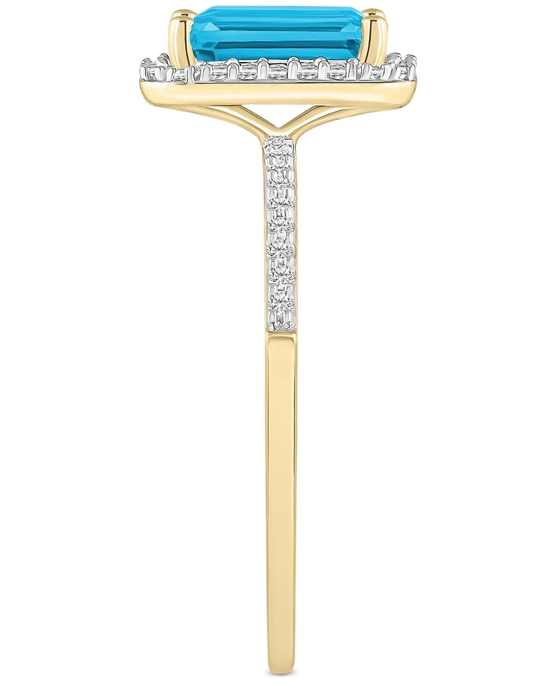 Blue Topaz (2 ct. t.w.) & Lab Created White Sapphire (1/4 Statement Ring 10k Yellow Gold