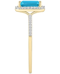 Blue Topaz (2 ct. t.w.) & Lab Created White Sapphire (1/4 Statement Ring 10k Yellow Gold
