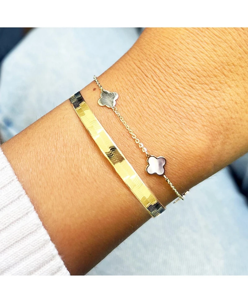 The Lovery Mini Mother of Pearl and Gold Clover Bracelet 14K Gold