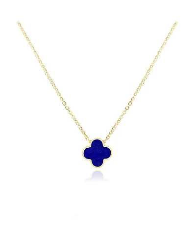 The Lovery Small Lapis Single Clover Necklace 14K Gold