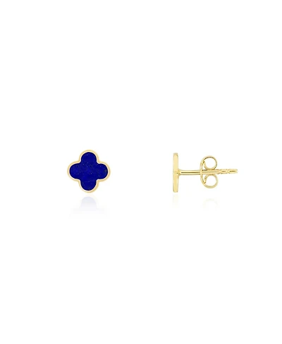 The Lovery Mini Lapis Clover Stud Earrings 14K Gold