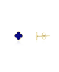 The Lovery Mini Lapis Clover Stud Earrings 14K Gold