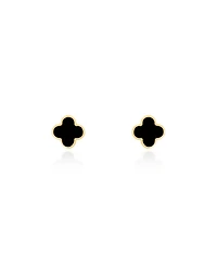 The Lovery Mini Onyx Clover Stud Earrings 14K Gold