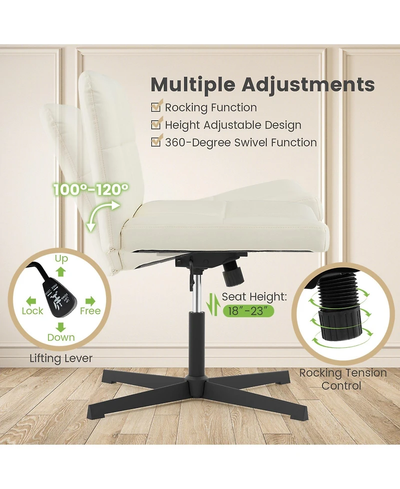 Upholstered Cross-Legged Office Chair with Oversized U-Shaped Seat Comfortable and Stylish Desk Chair