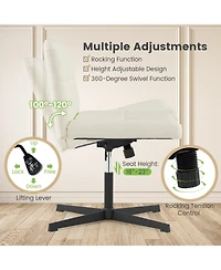 Upholstered Cross-Legged Office Chair with Oversized U-Shaped Seat Comfortable and Stylish Desk Chair