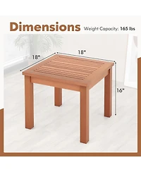 Square Outdoor Adirondack Side Table with Slatted Top for Patio or Garden Use
