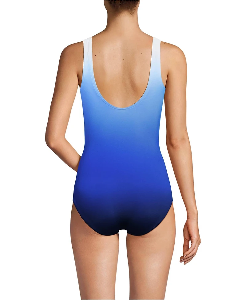 Lands' End Petite Tugless Low Leg One Piece Swimsuit