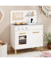 Kids Kitchen Playset with Cooking Accessories & Storage Interactive Toy for Toddlers