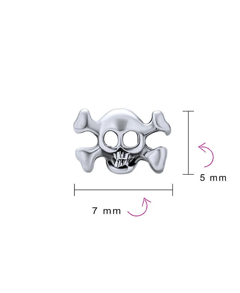 Bling Jewelry Caribbean Pirate Skull Stud Earrings , Bikers, Punk Rockers, Sterling Silver